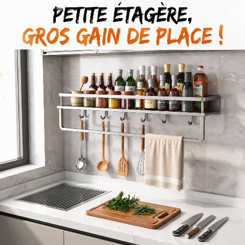 étagère à épices 3 en 1 barre pour linge à vaisselle suspends pour ustensiles de cuisine joli comptoir fenêtre lumineuse