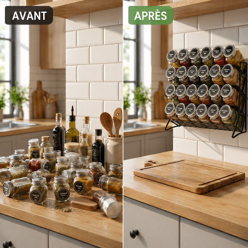 plan de travail avant apres étagère à épices